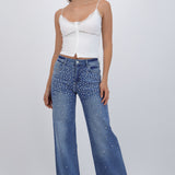 Jeans straight detalle brillo estrella