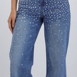 Jeans straight detalle brillo estrella