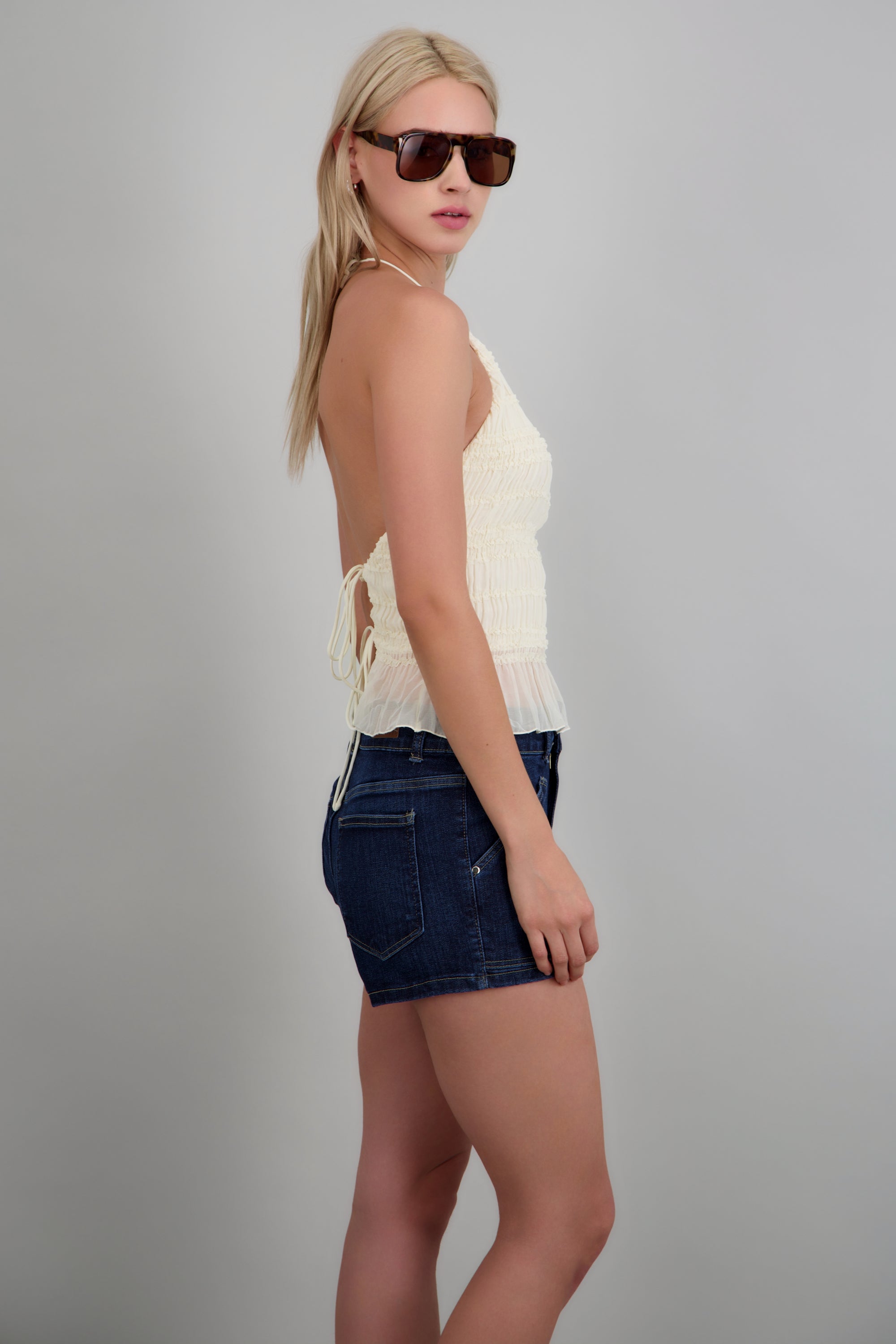 Top halter textura HUESO