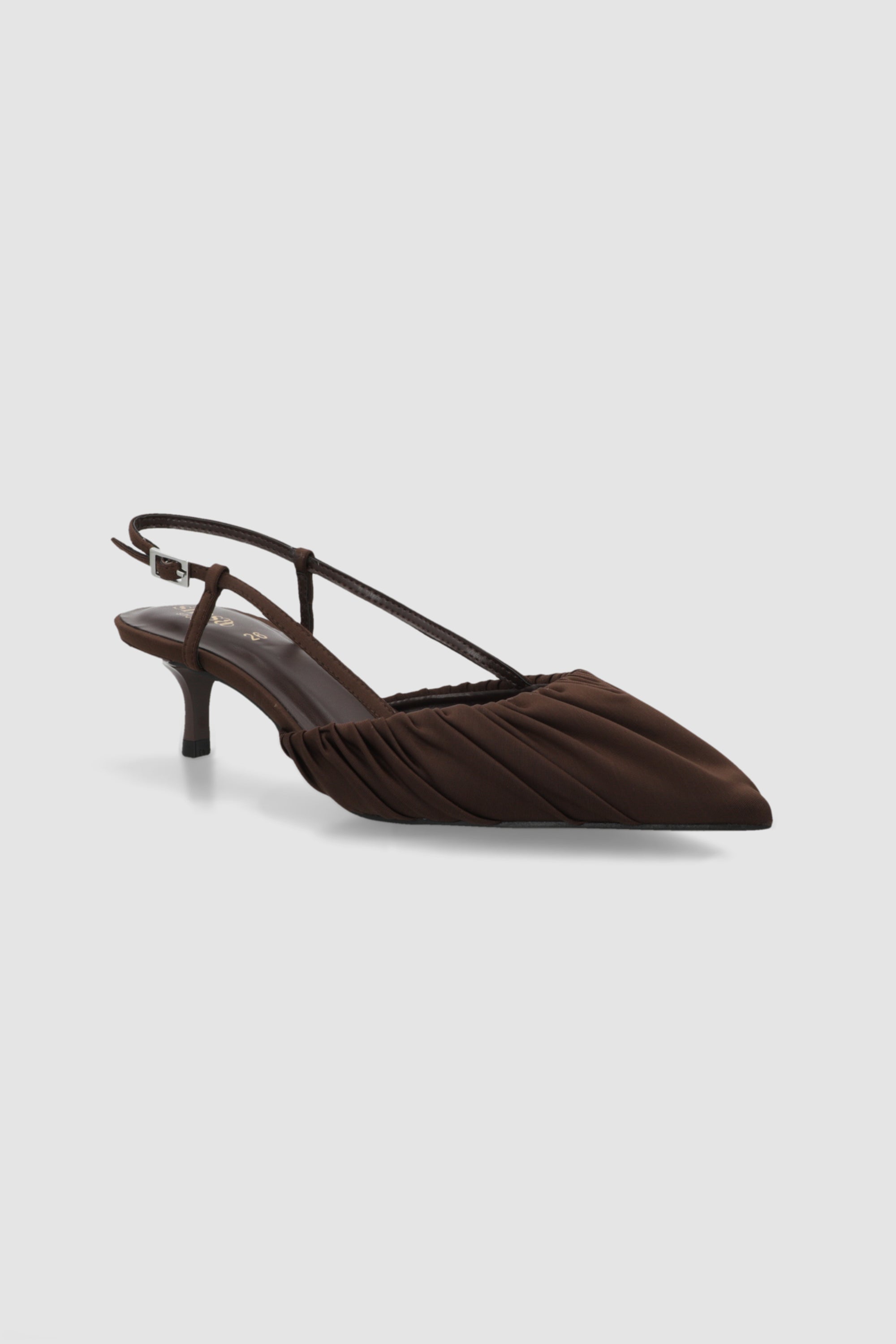 Tacon pointy mesh plisado CHOCOLATE