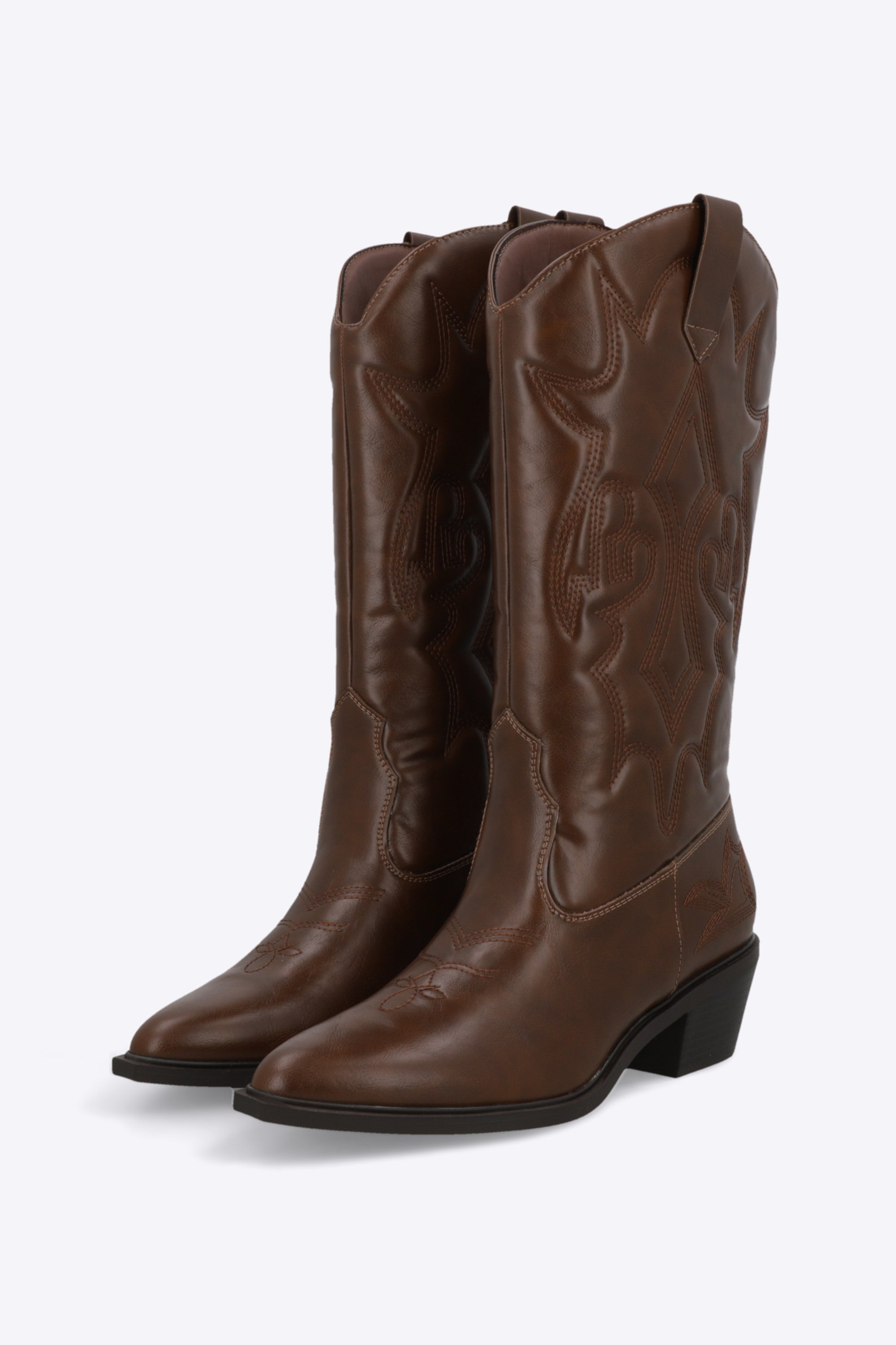 Bota vaquera bordado a tono CAFE