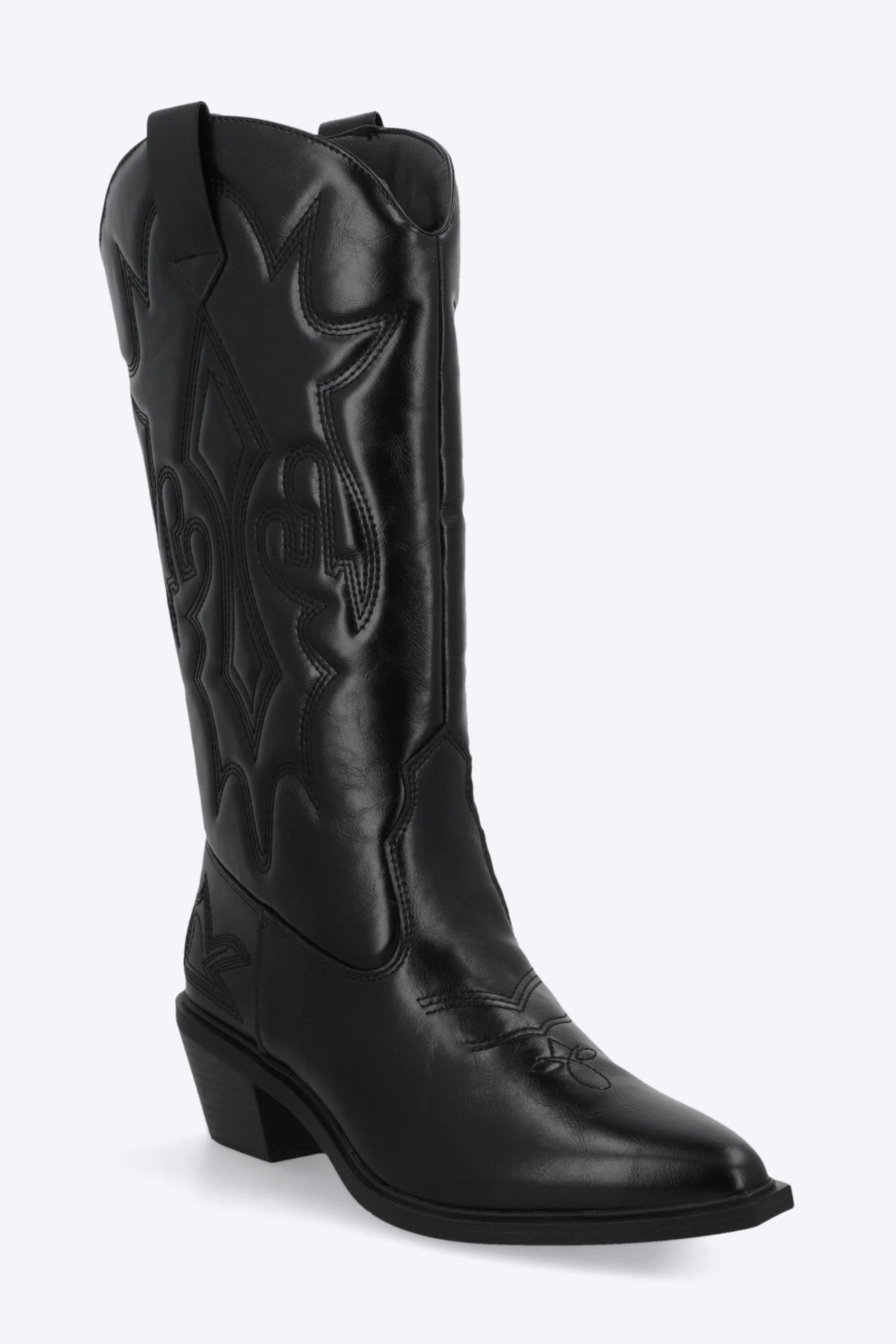 Bota vaquera bordado a tono NEGRO