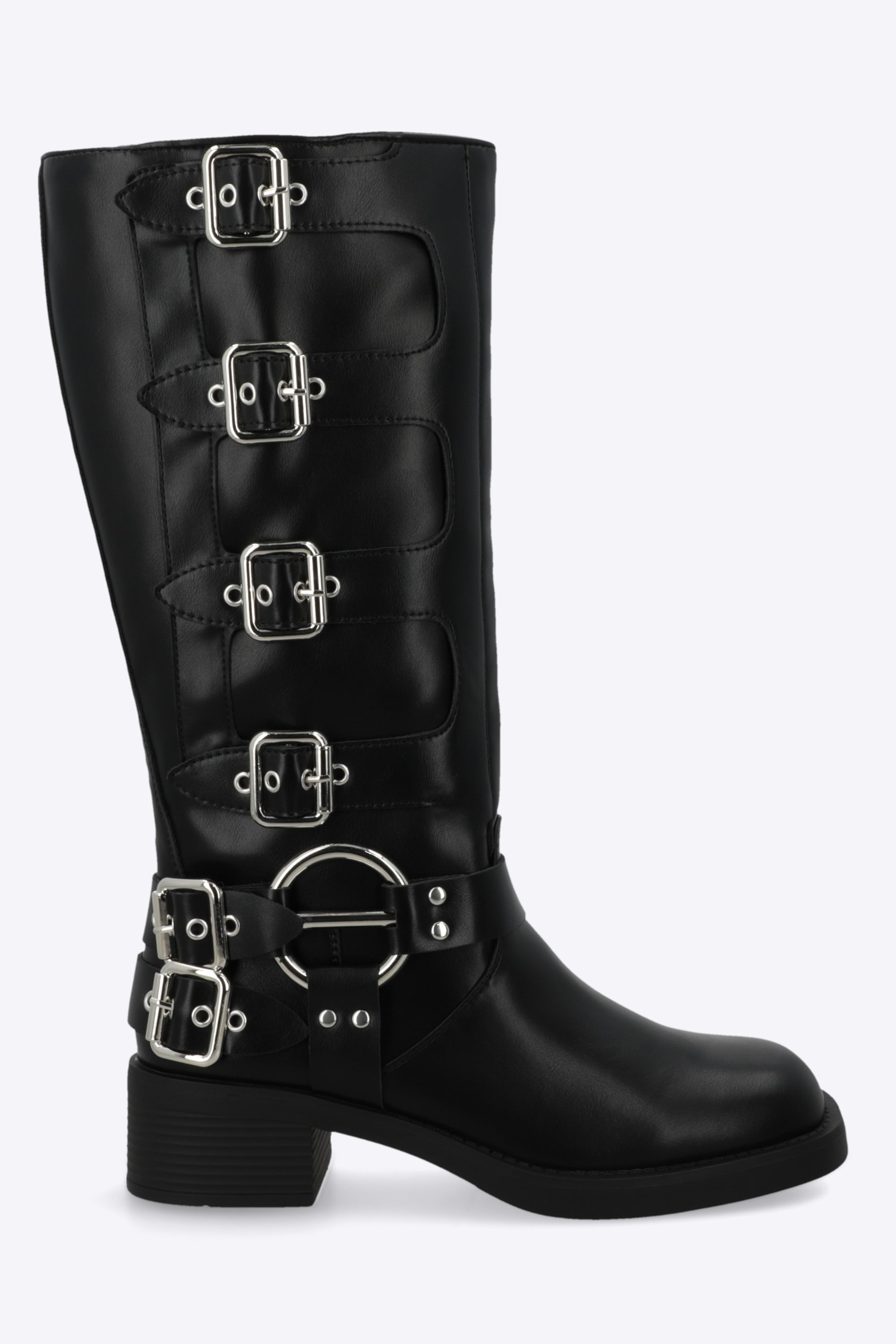 Bota biker multi hebillas