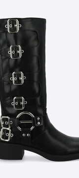 Bota biker multi hebillas