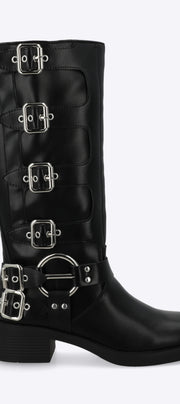 Bota biker multi hebillas