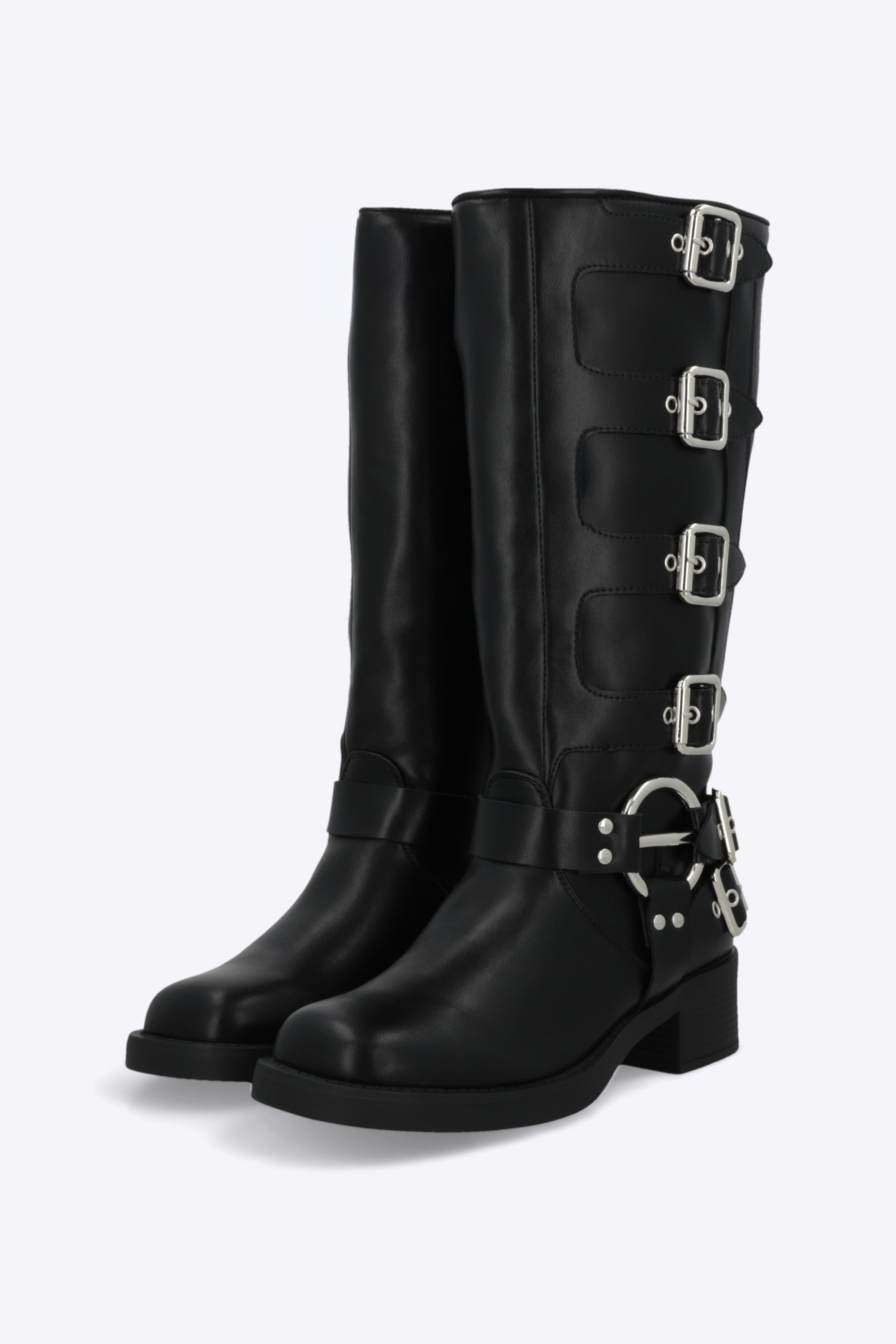 Bota biker multi hebillas