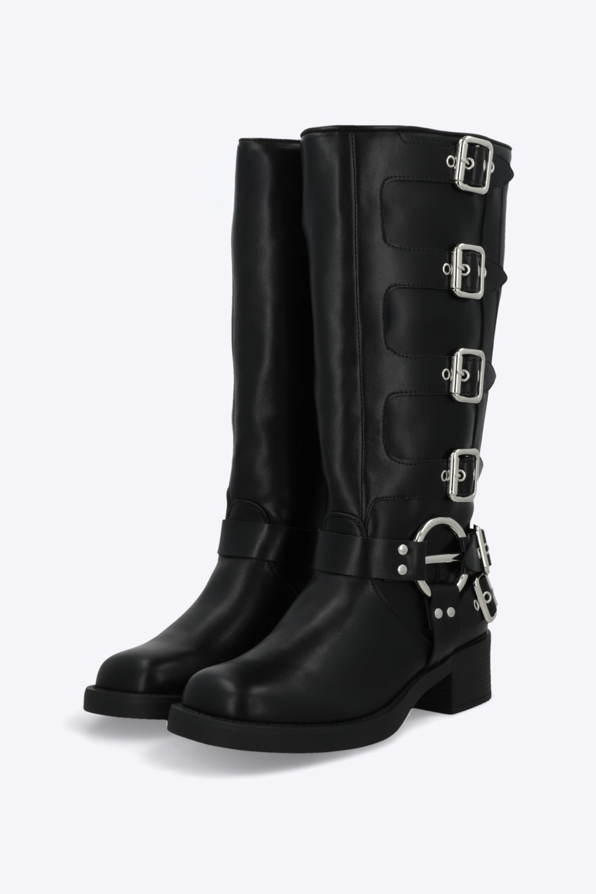 Bota biker multi hebillas NEGRO