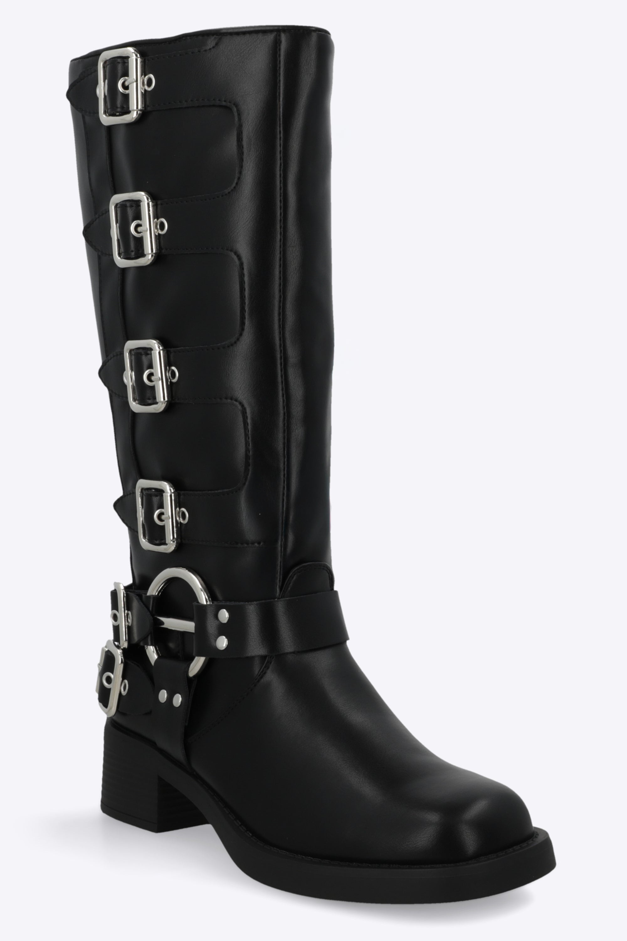 Bota biker multi hebillas NEGRO
