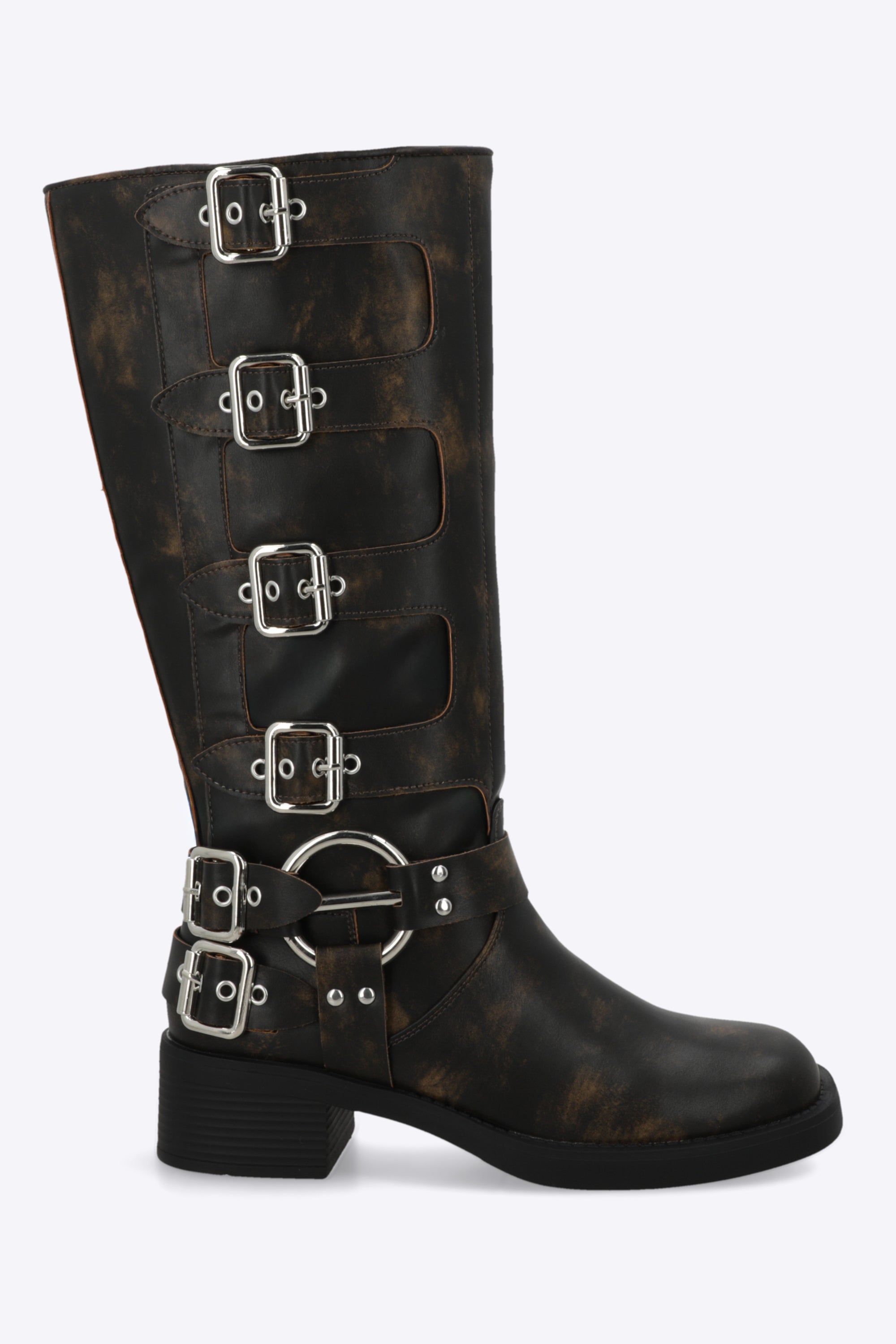 Bota biker multi hebillas