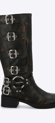 Bota biker multi hebillas