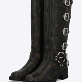 Bota biker multi hebillas