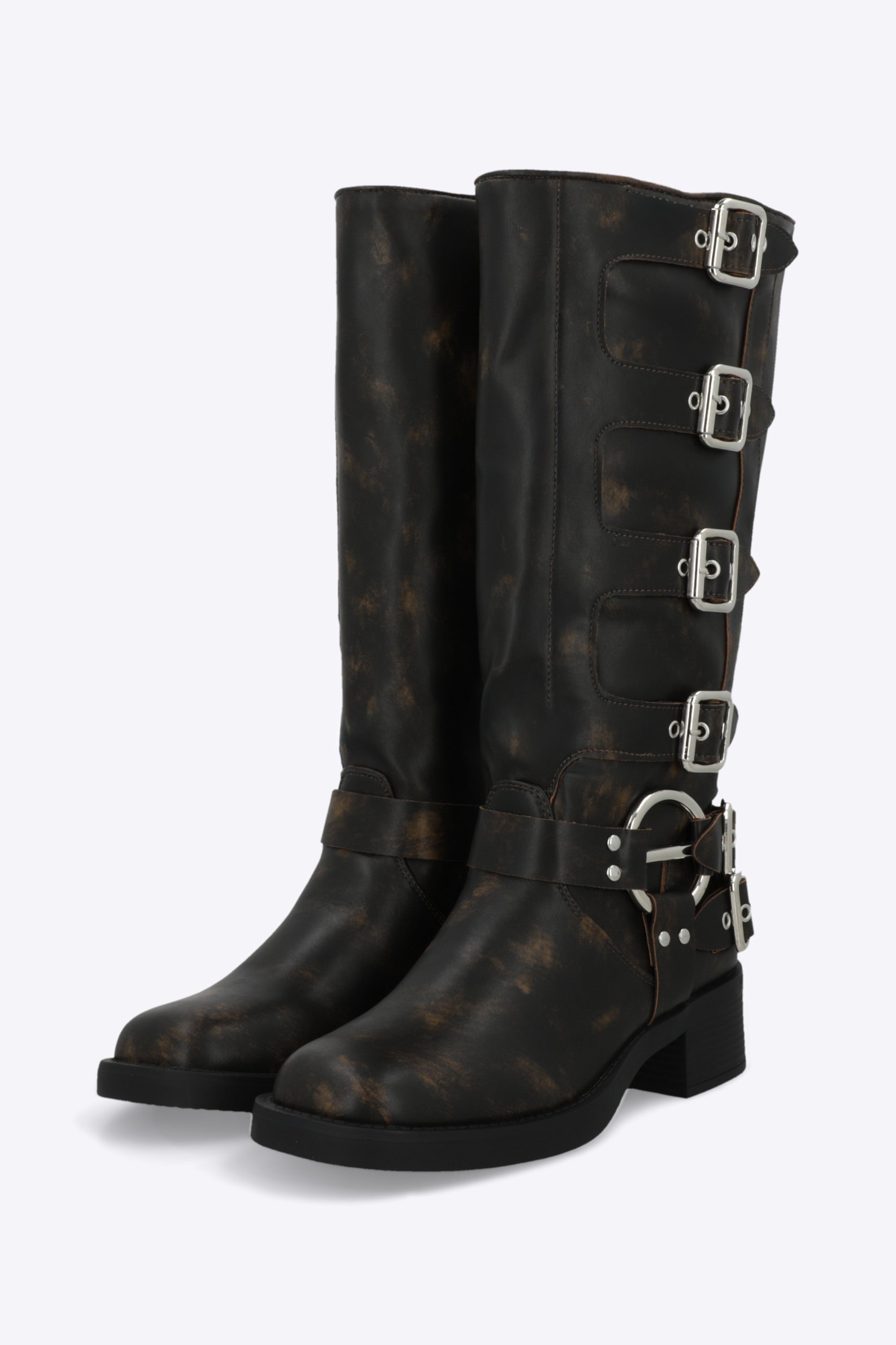 Bota biker multi hebillas GRIS