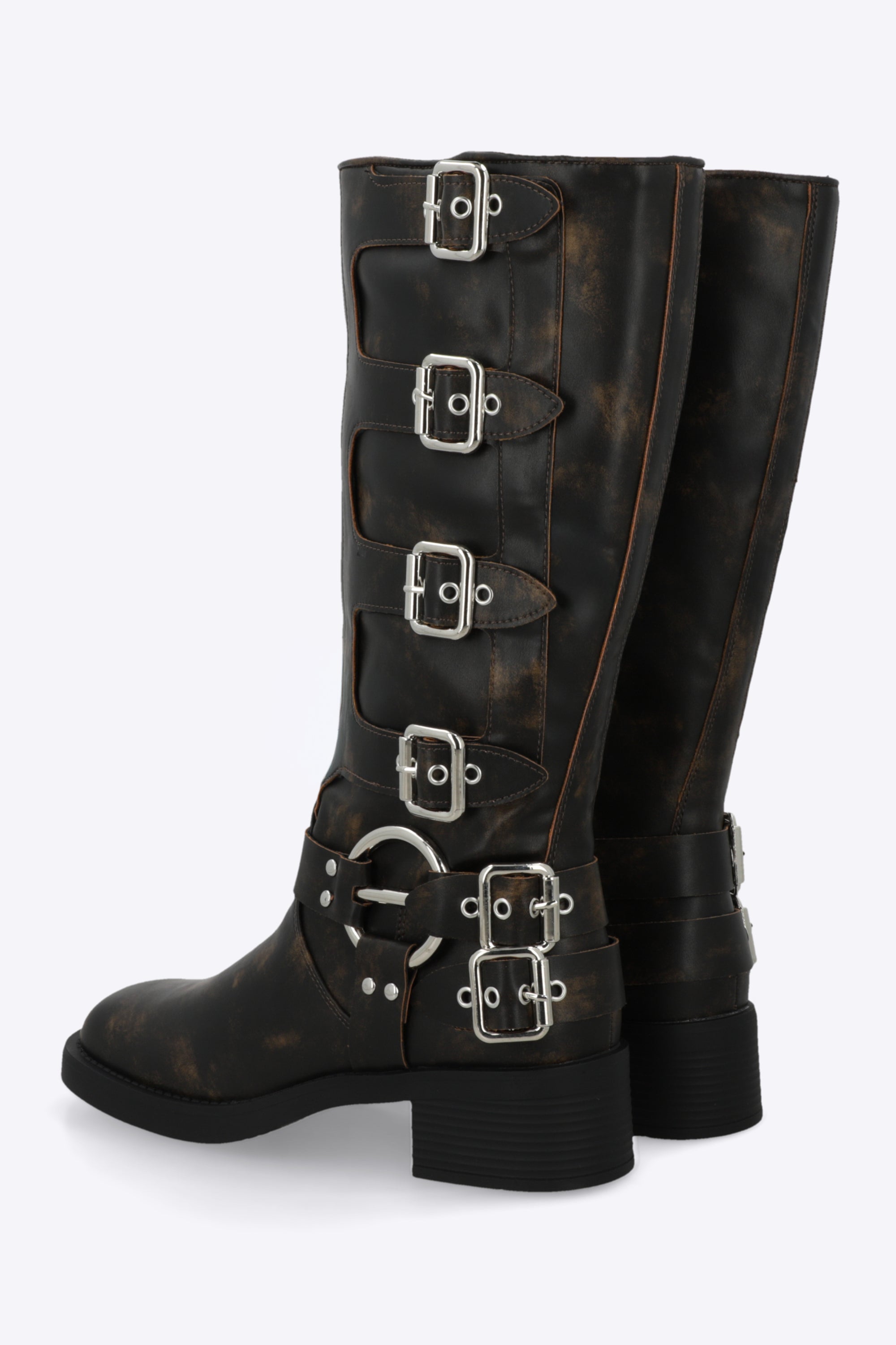 Bota biker multi hebillas