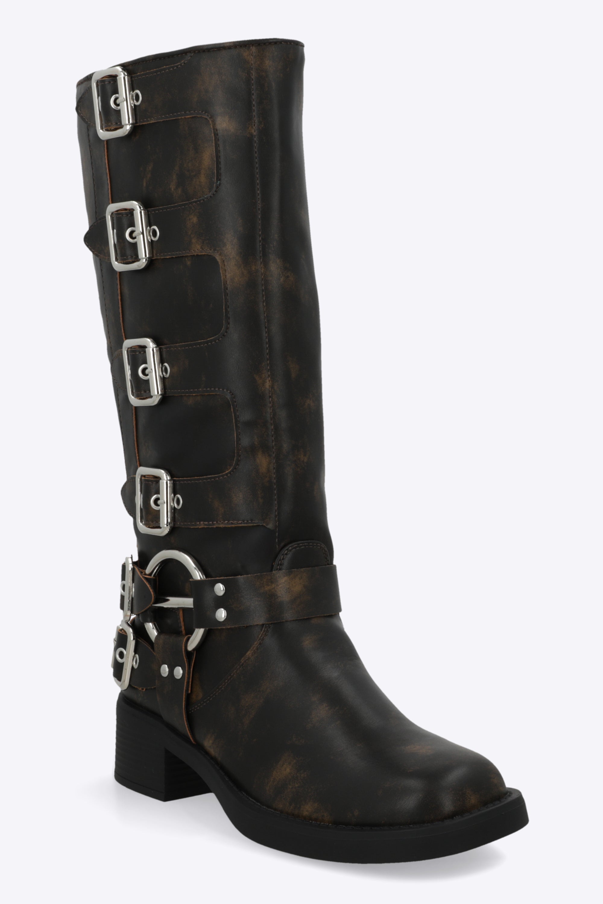Bota biker multi hebillas GRIS