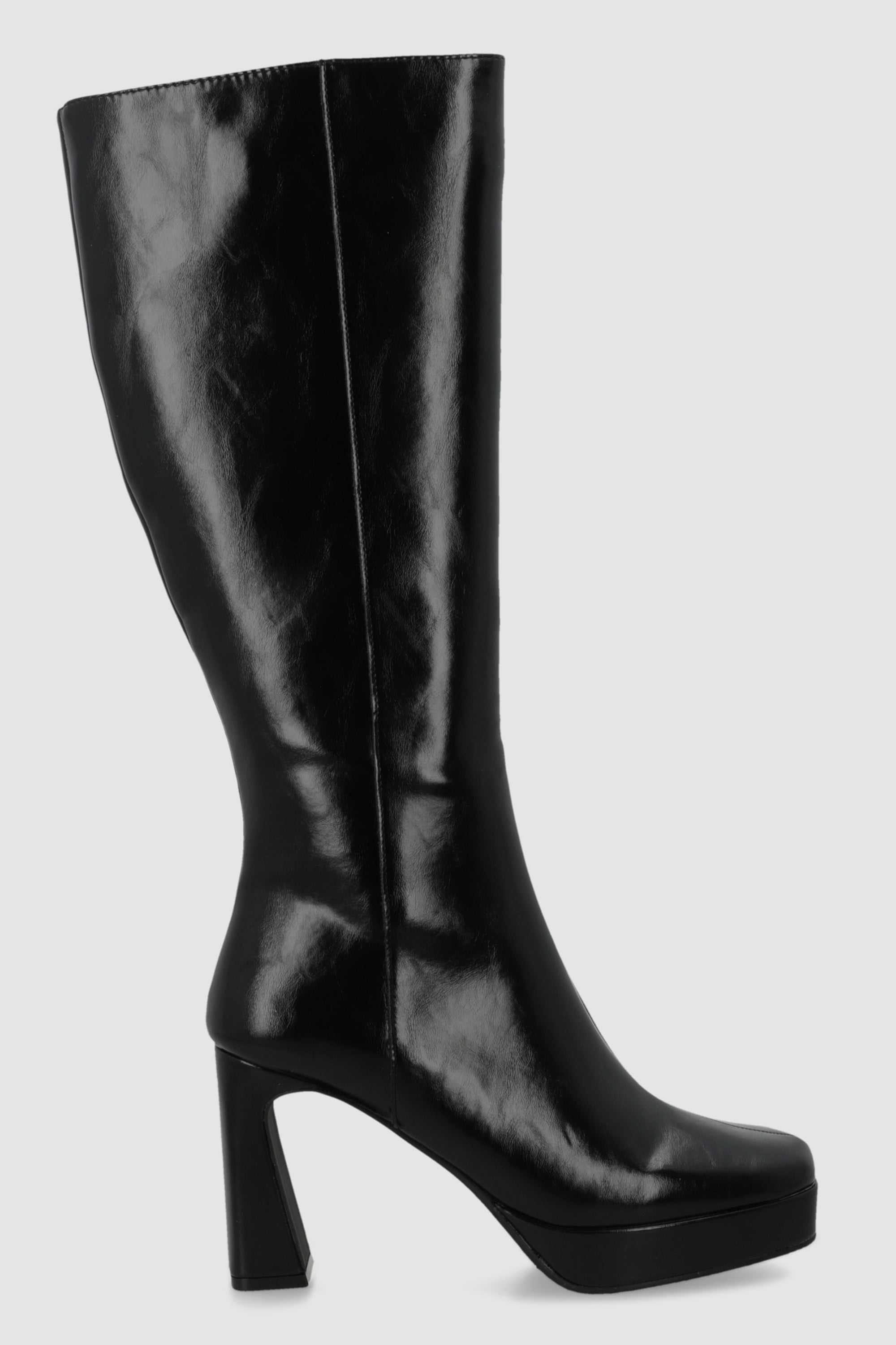 Bota alta punta cuadrada NEGRO