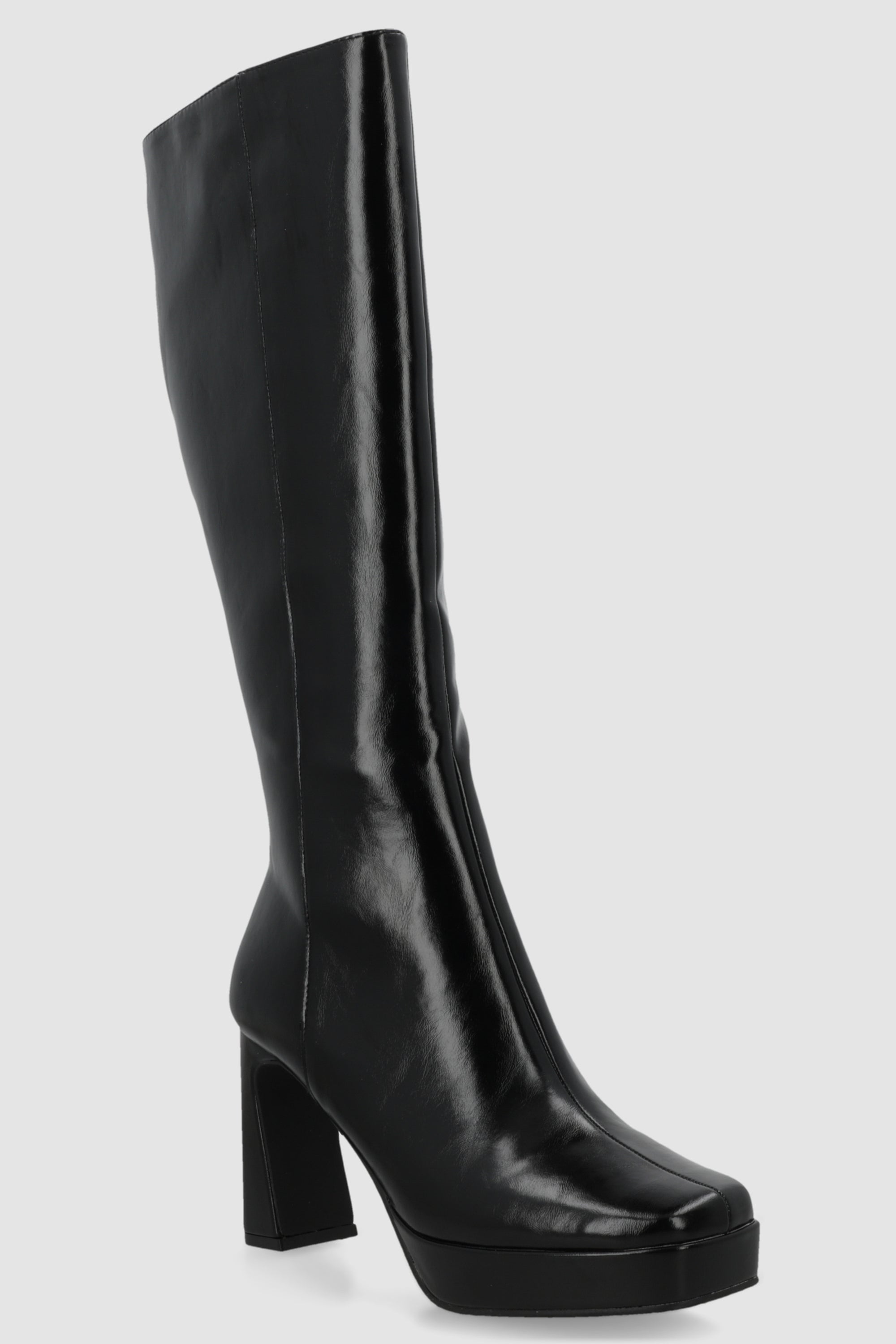 Bota alta punta cuadrada NEGRO