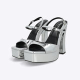 Tacon plataforma rebanado peep toe