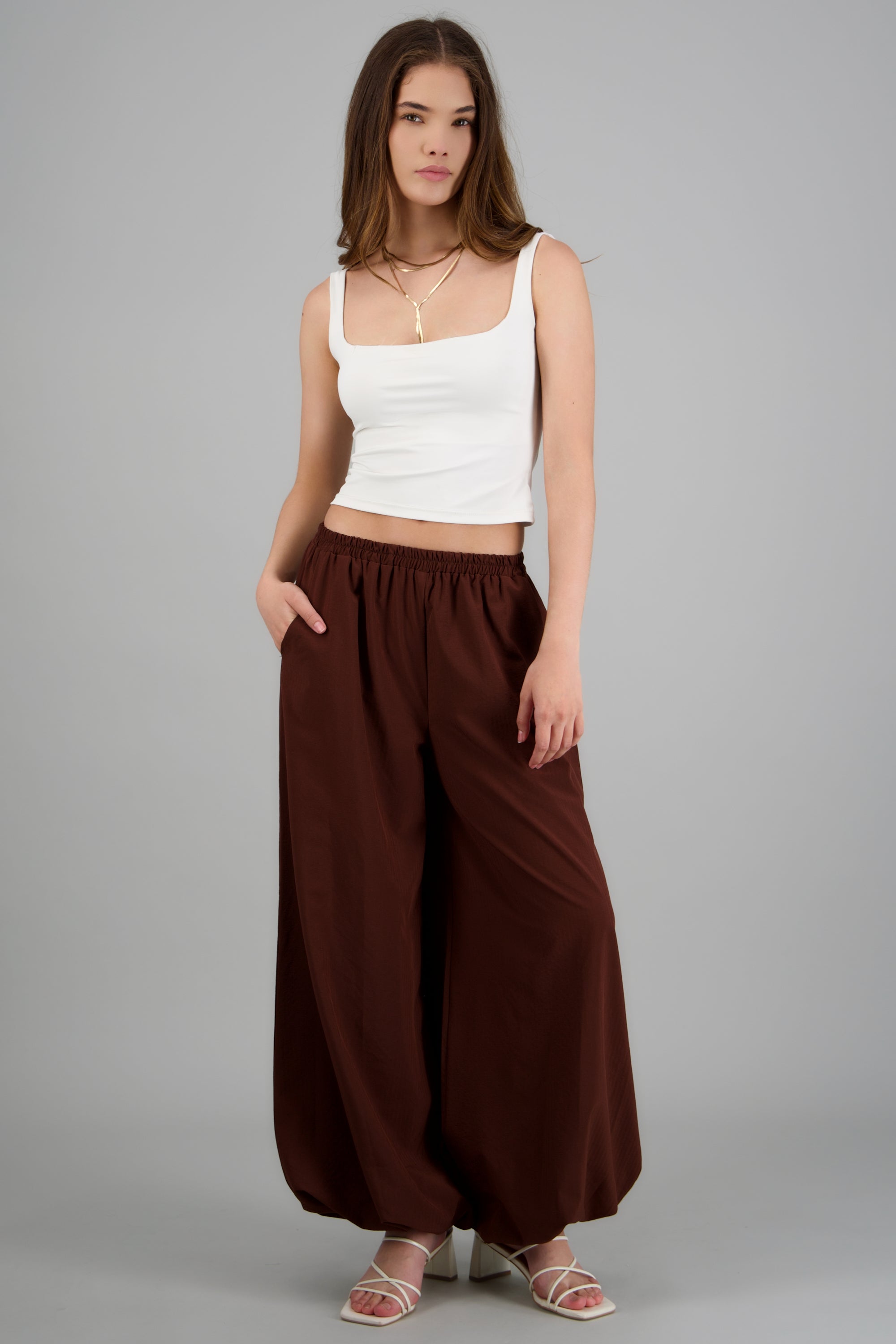 Pantalon globo liso CAFE