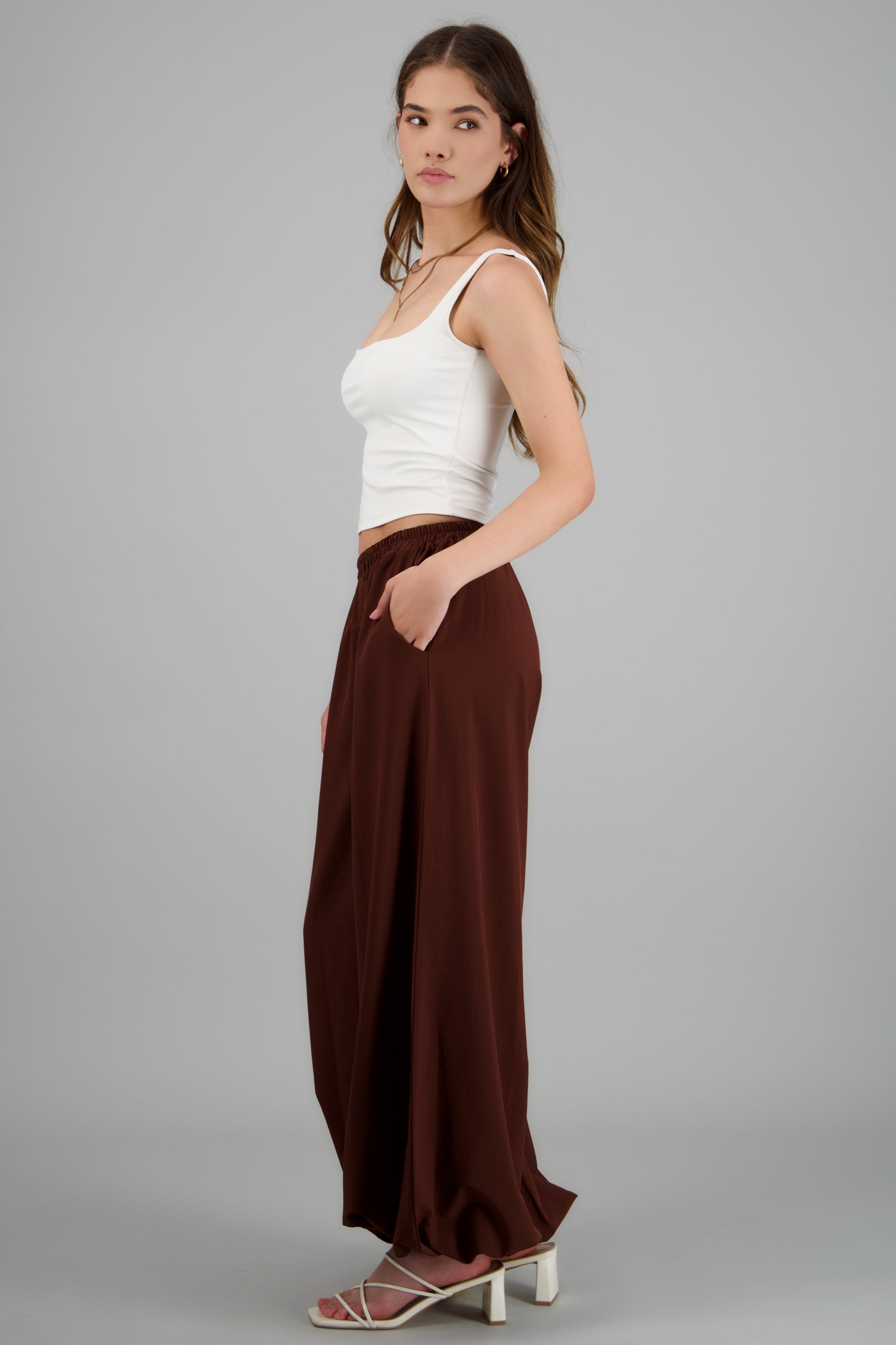 Pantalon globo liso CAFE