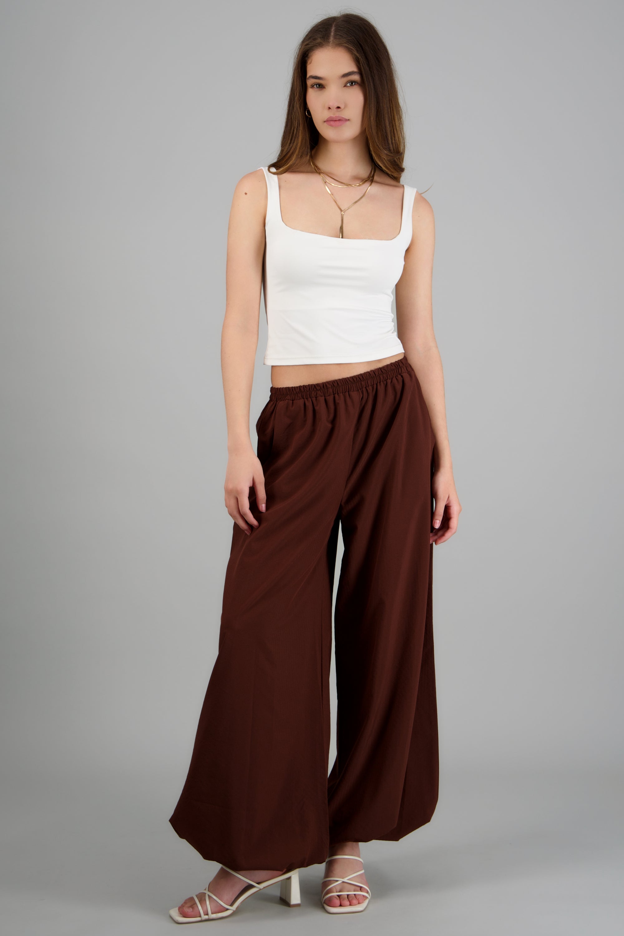 Pantalon globo liso CAFE