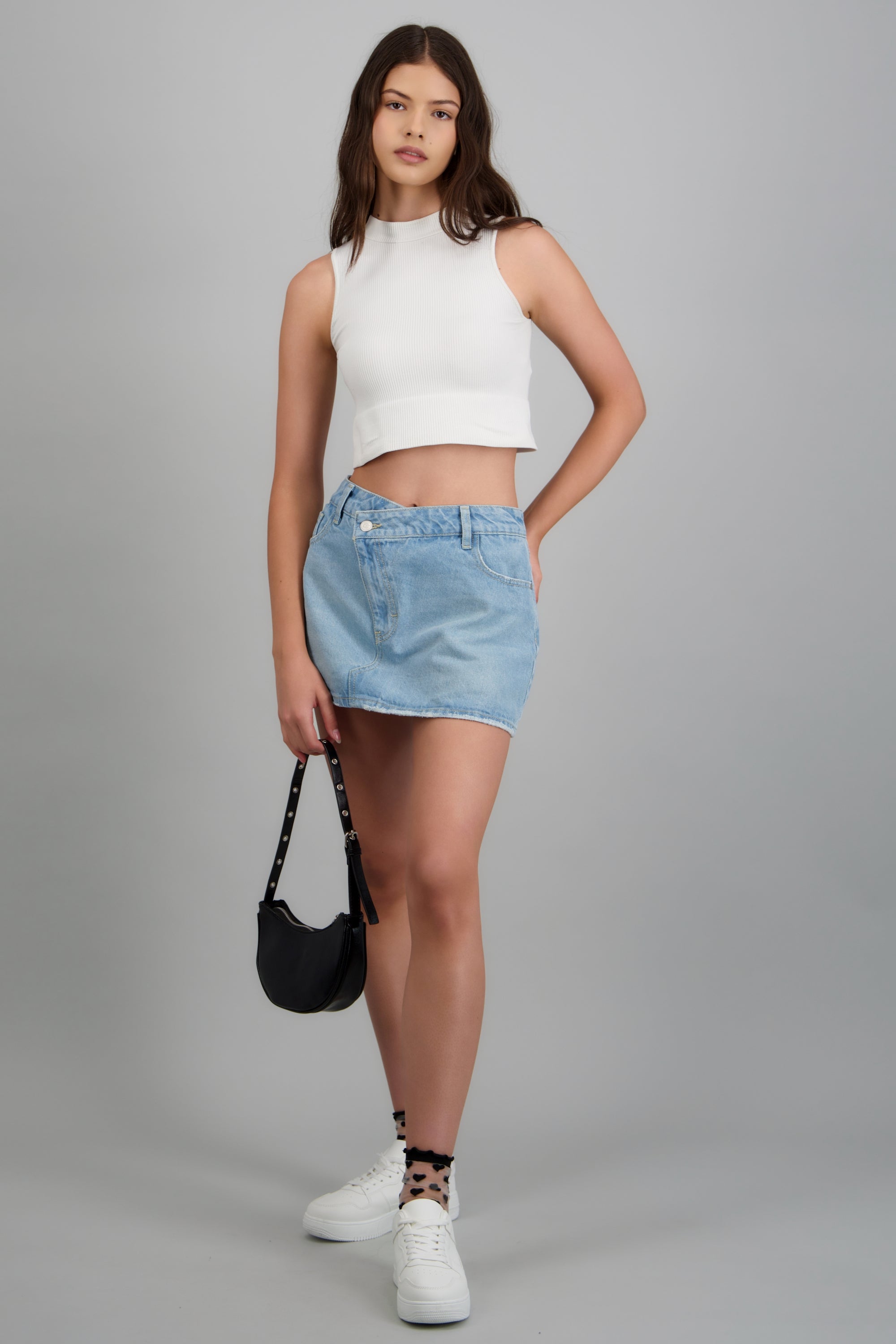 Mini skort pretina cruzada LIGHT WASH