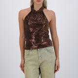 Top halter lentejuelas