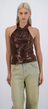 Top halter lentejuelas
