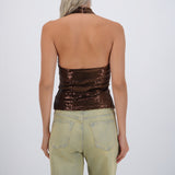 Top halter lentejuelas