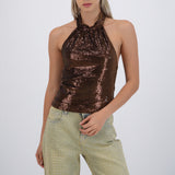Top halter lentejuelas