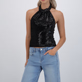 Top halter lentejuelas