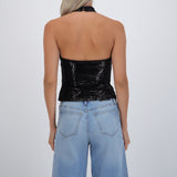 Top halter lentejuelas