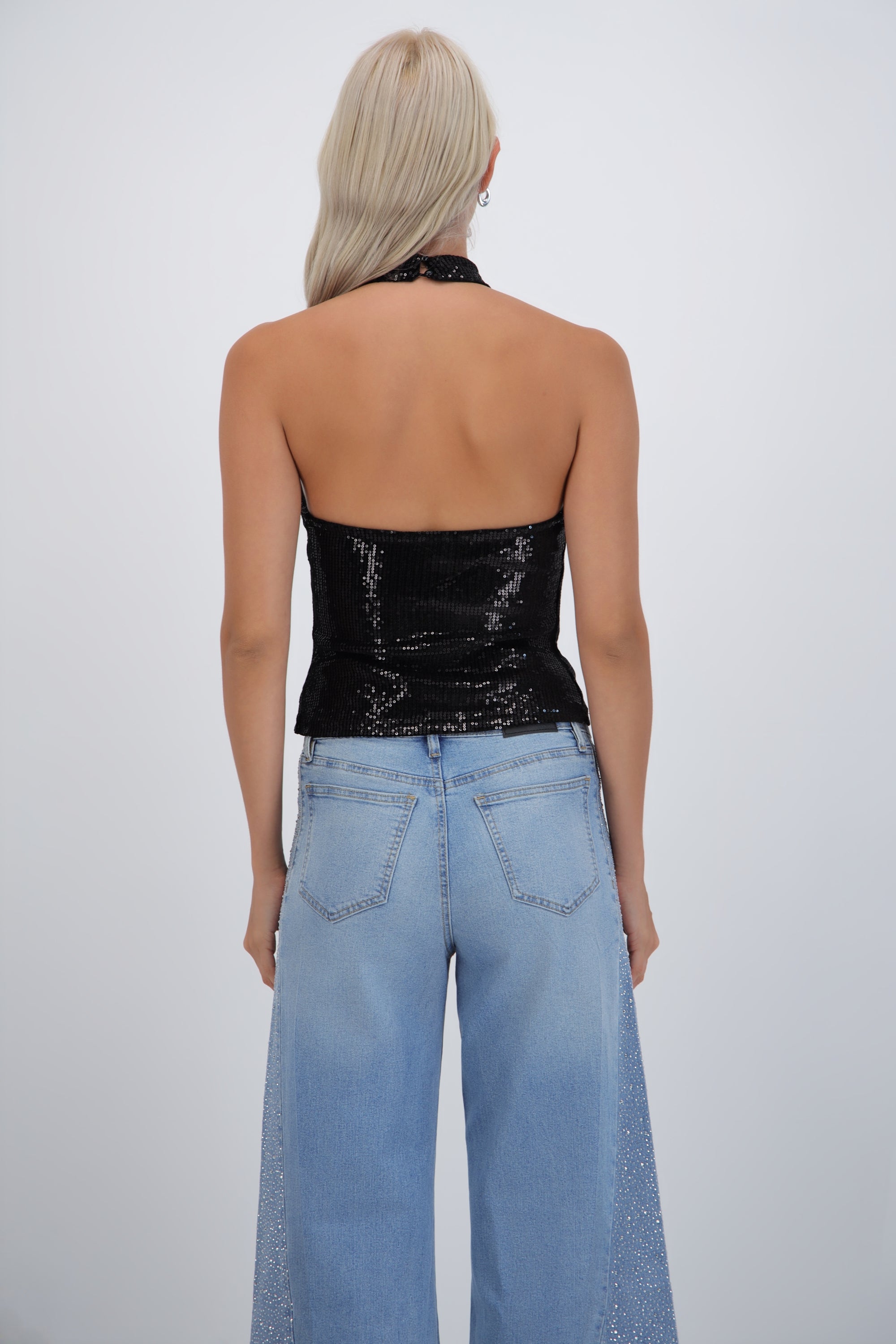 Top halter lentejuelas