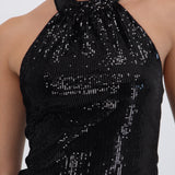Top halter lentejuelas