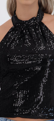 Top halter lentejuelas