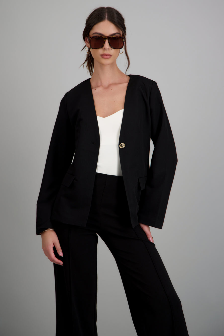 Blazer sin solapa liso