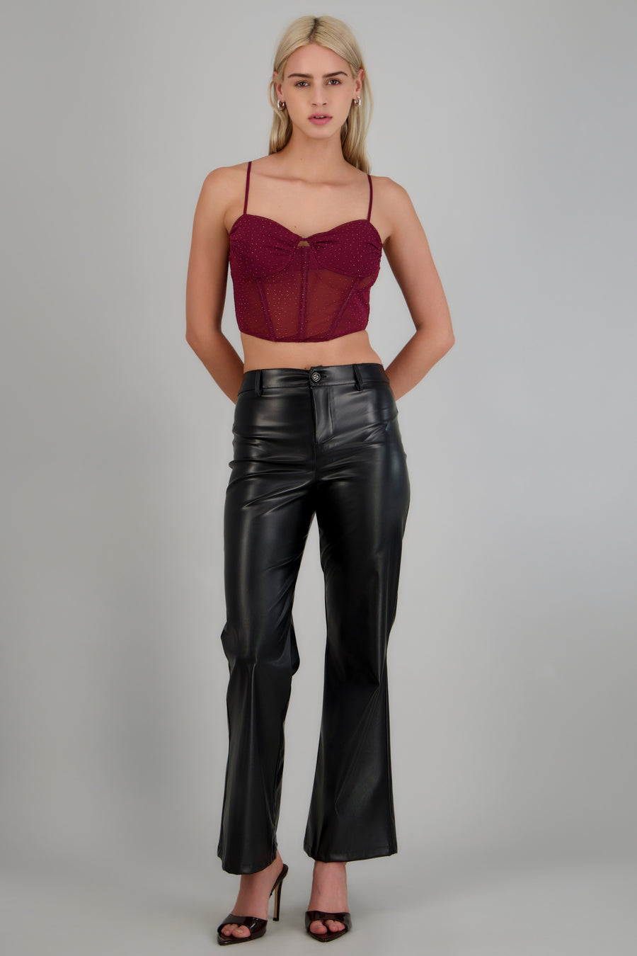 Top corto mesh brillos
