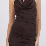 Vestido escote cascada efecto tela