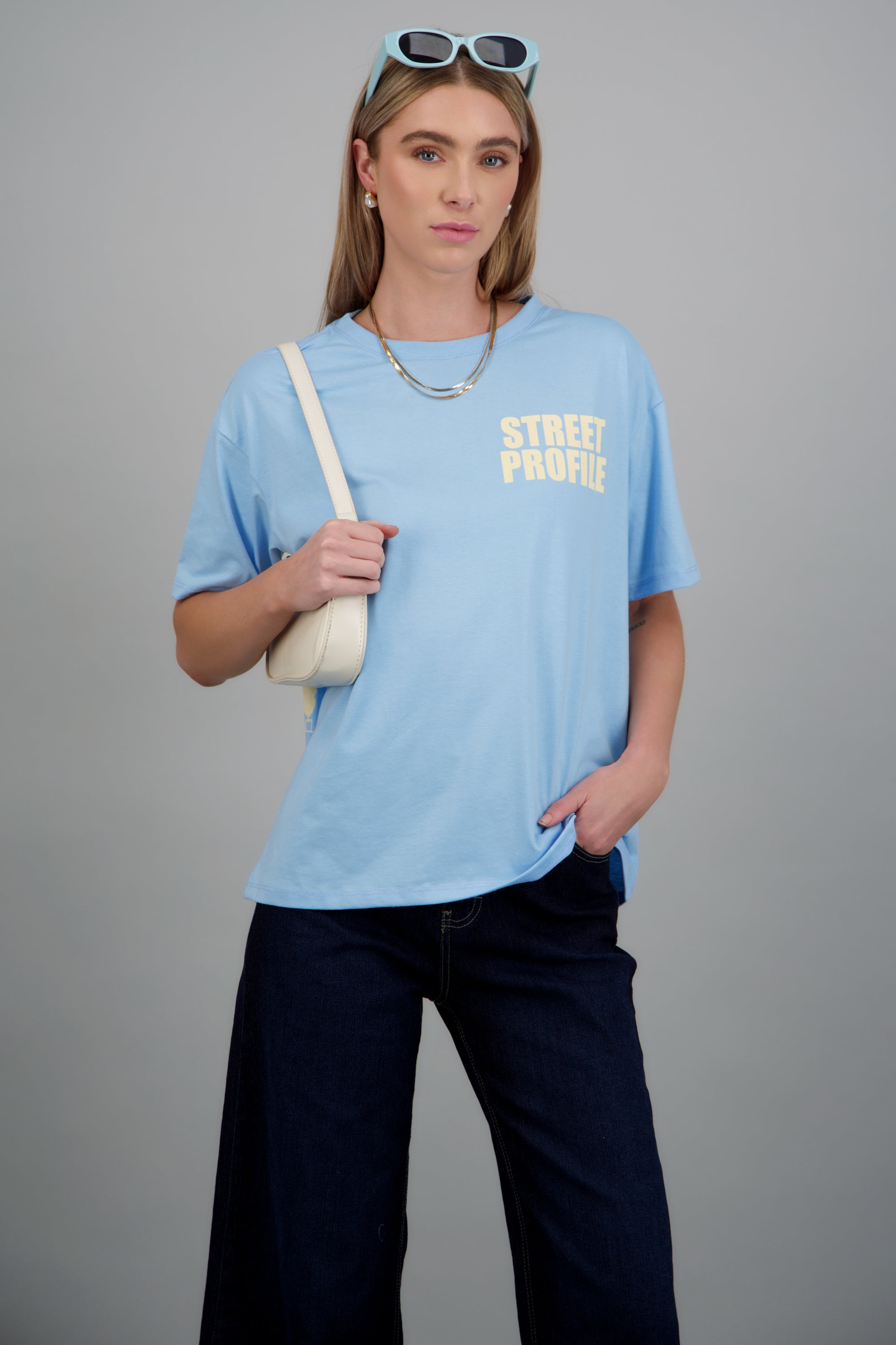 Playera manga corta urban street AZUL COMBO