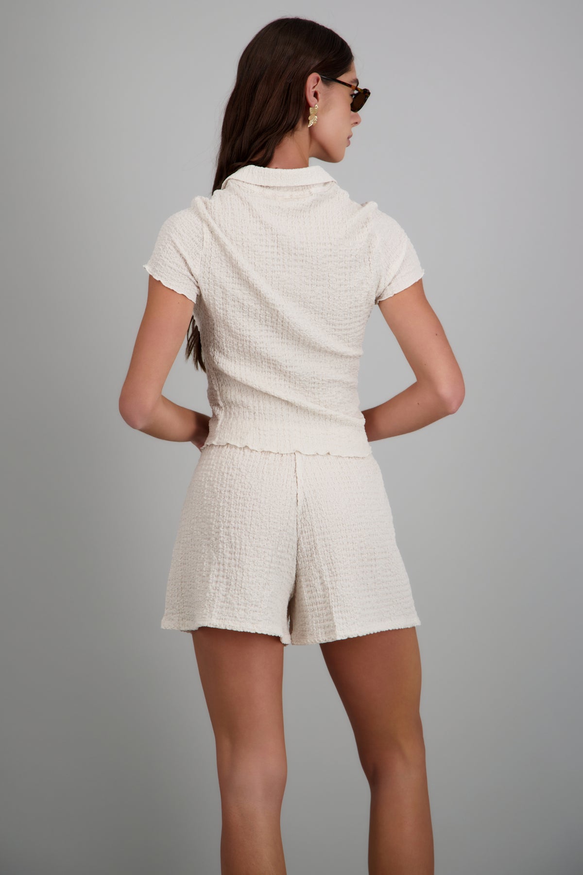 Blusa manga corta textura CREMA