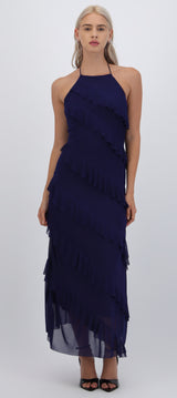 Vestido mesh con olanes