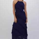 Vestido mesh con olanes
