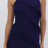 Vestido mesh con olanes
