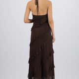 Vestido mesh con olanes