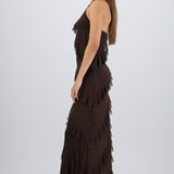 Vestido mesh con olanes