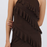Vestido mesh con olanes