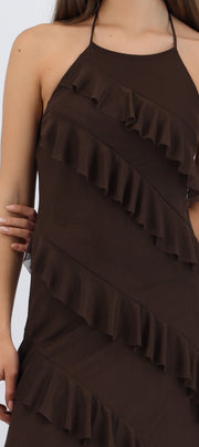 Vestido mesh con olanes