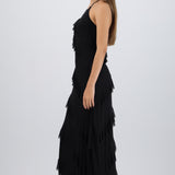 Vestido mesh con olanes