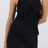 Vestido mesh con olanes