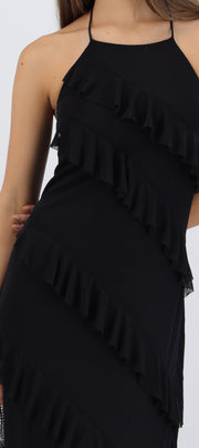 Vestido mesh con olanes