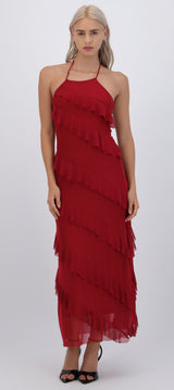 Vestido mesh con olanes